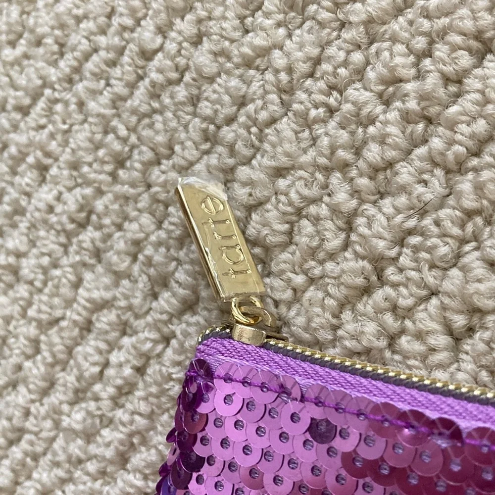 Tarte Sequin Flamingo Pink Purple Sequin Cosmetics Case Makeup Bag Like New